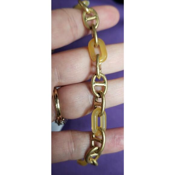 Sonoma Matte Gold Tone And Yellow Resin Chain Link Necklace, 16.5", NWT - Picture 6 of 6